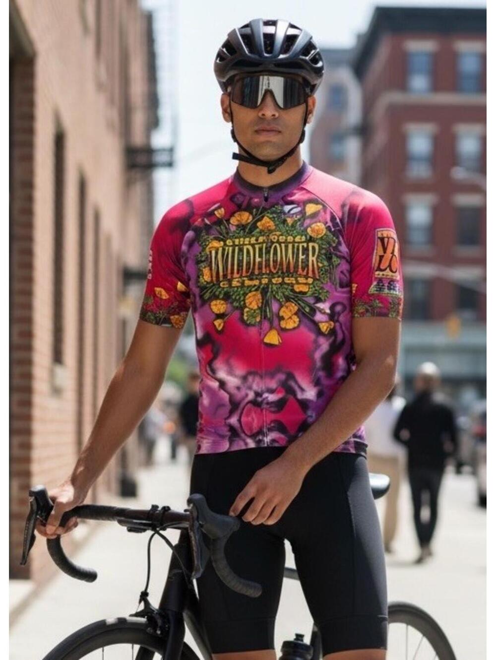 Voler Chico Velo Wildflower Century Cycling Jersey Men’s XL 1/4 Zip Made USA AOP